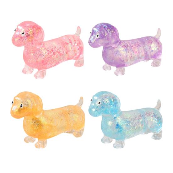 1/4Pcs Stress Relief Toy Glossy Finish Soft Slow Rebound TPR Material Dachshund Squeeze Toy Animal Decompression Toy
