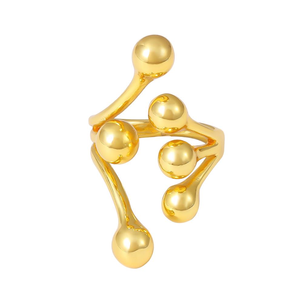 18K Gold-Plated Creative Titanium Steel Ring with Spherical Design