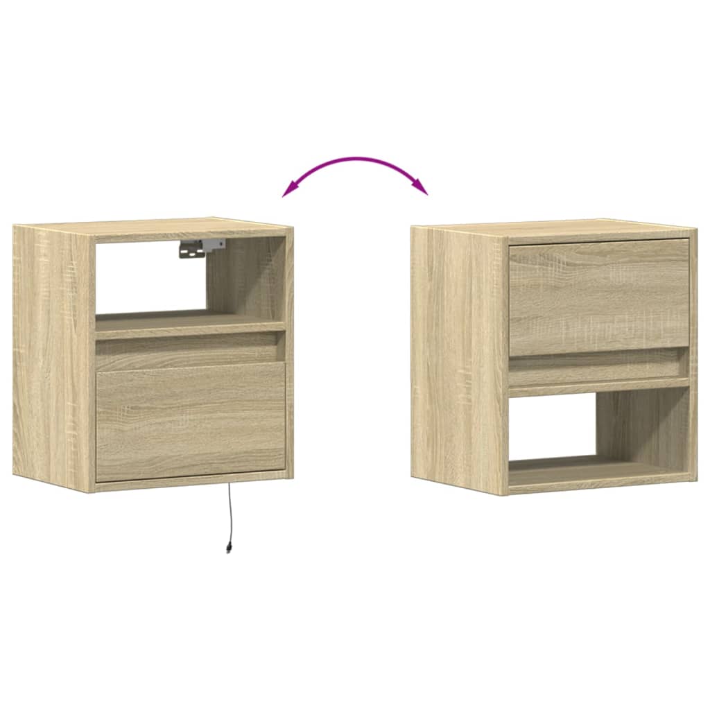 TV Wall Cabinets with LED Lighting 2 pcs Sonoma 41 x 31 x 45 cm