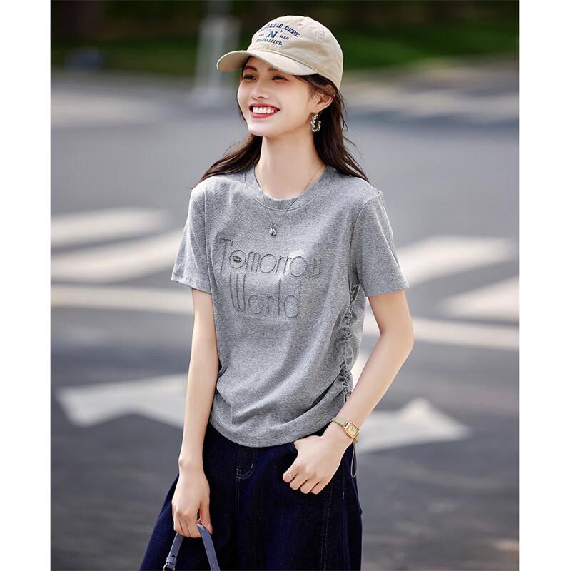 Women's Letter Jacquard Short Sleeve T-Shirt