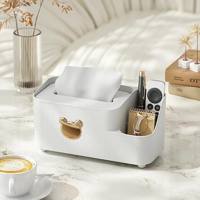 Multifunctional Tissue Box Living Room Desktop Napkin Organizer Remote Controller Glasses Pencil Holder Paper Towel Storage Box