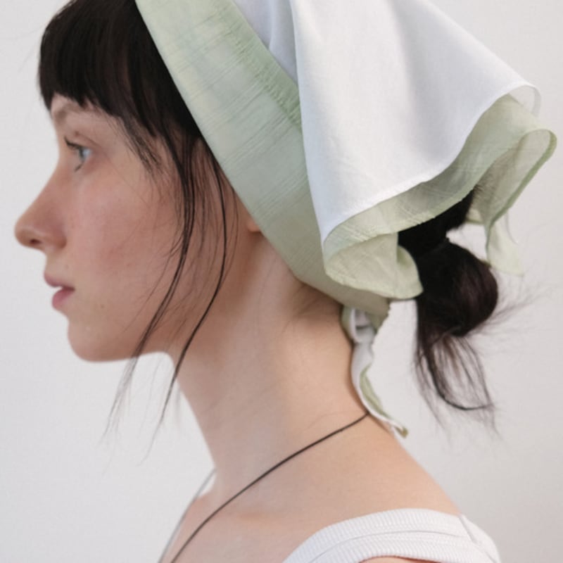 ne Rory Layered Scarf (white+light green)