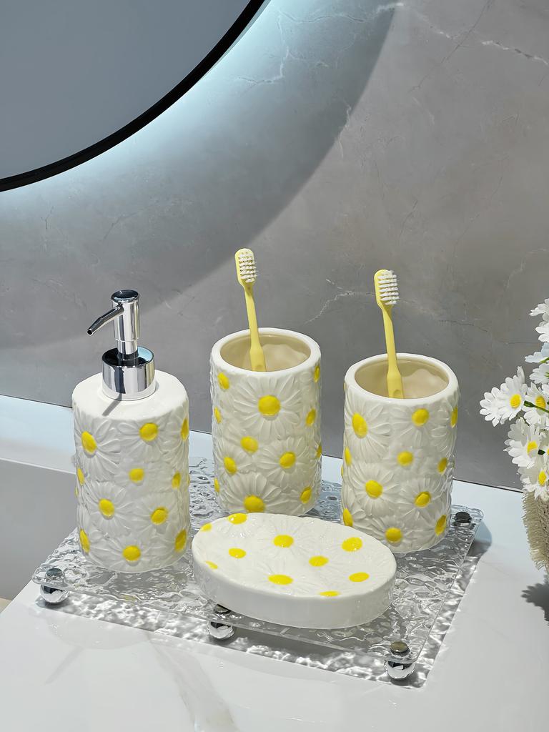 Ceramic hand soap shampoo body wash dispensing bottles mouthwash cups soap dishes lotion press bottles shampoo dispenser