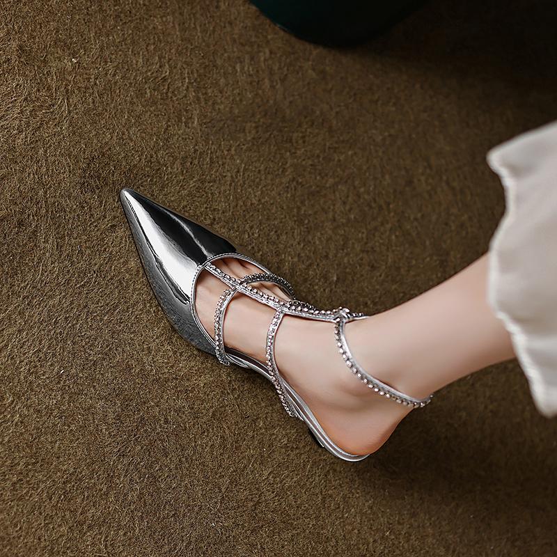 2024 Summer Pointed Stiletto Rhinestone Decorated Sexy Women's Shoes New Fashion Elegant Banquet Party High Heels