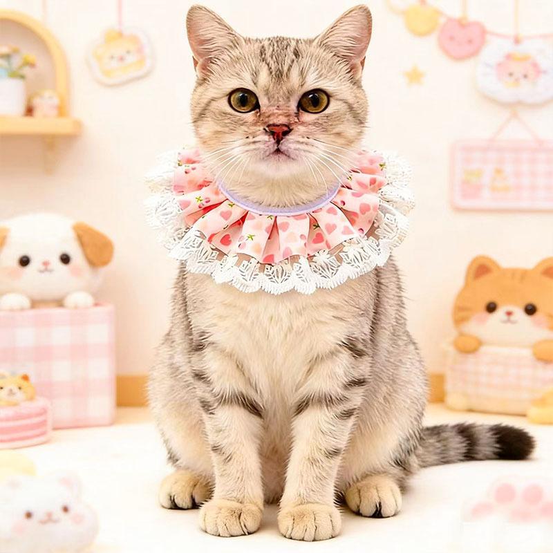 Fresh lace pet saliva towel princess style cat bib doll small dog dog decoration bib supplies