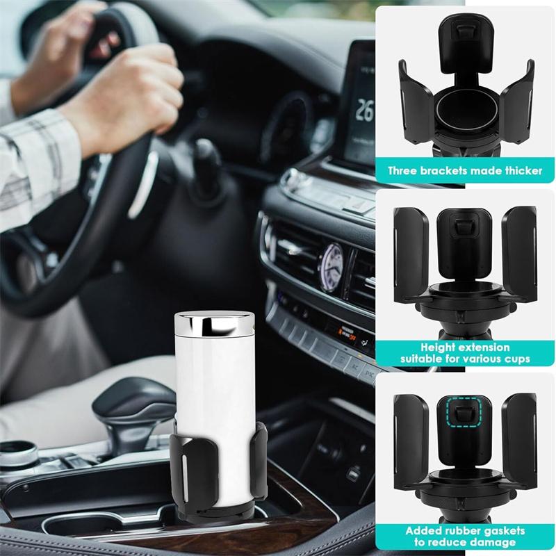 Getränkehalter-Expander fürs Auto, Schwarz, universeller Getränkehalter fürs Fahrzeug, Aufbewahrungszubehör fürs Auto, kompatibel mit 2,65 bis 5,5 Zoll Wasserflaschen