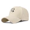 Unisex Versatile Corduroy Heart Baseball Cap with Hard Brim, Adjustable for Sun Protection In Spring and Autumn.