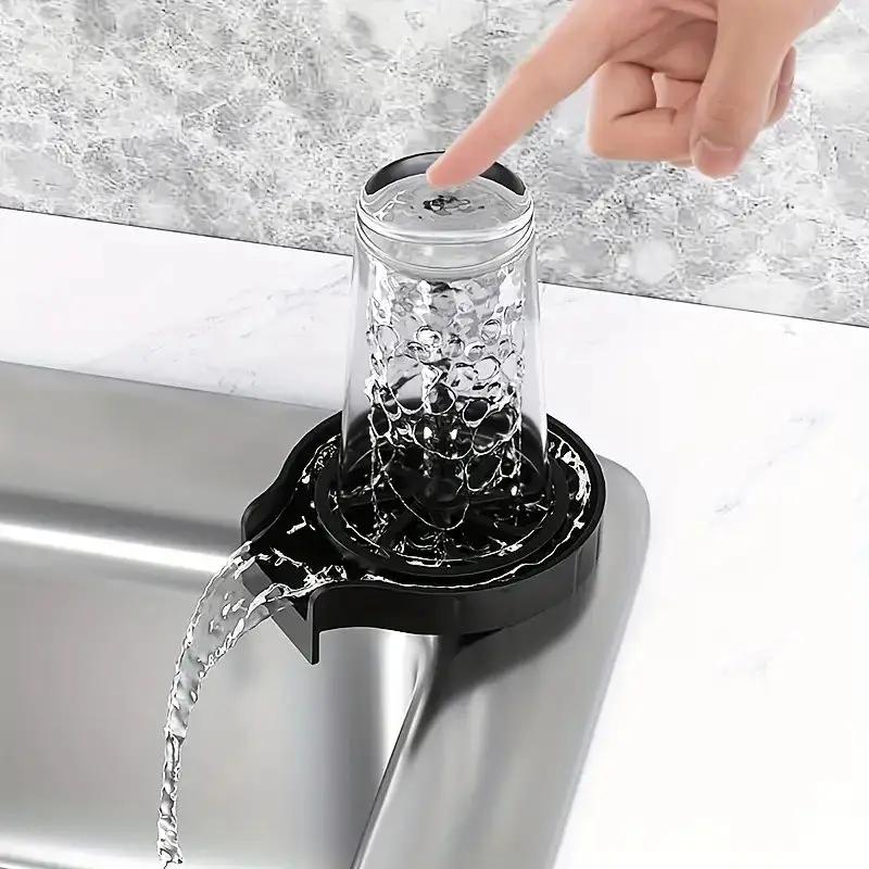 1pc Plastic Automatic Cup Washer High Pressure Glasses Cleaner For Kitchen Sink Beer Milk Tea Cups Tool