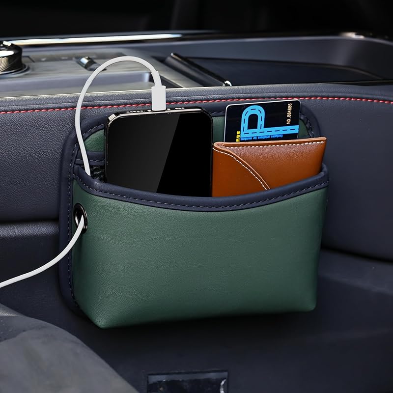 JEYODA Car Seat Side Storage Pocket, Small Organizer,PU Leather Multifunctional Console Side Organizer Bag For Phone, Keys, Sunglass,Wallet,Ect