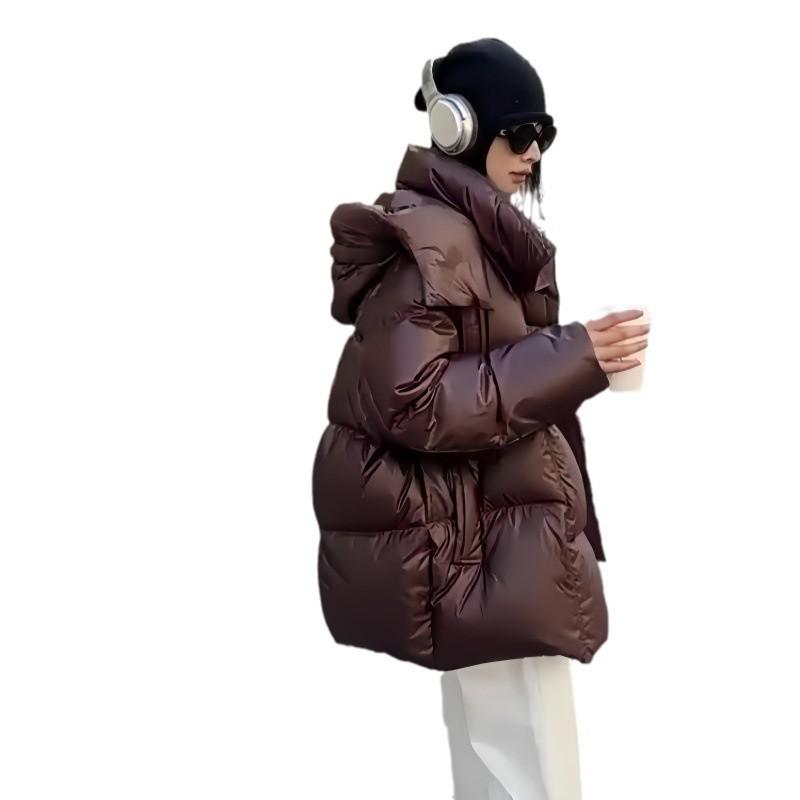 2024 Korean version of puff down jacket women's tide loose version fashionable foreign style small white duck down hooded warm jacket
