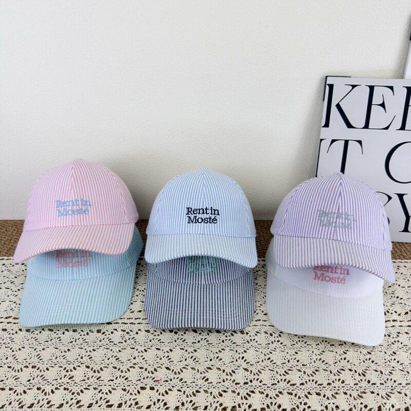 New quick-drying empty top light and breathable baseball cap women's fashion versatile striped embroidered letter sunshade cap