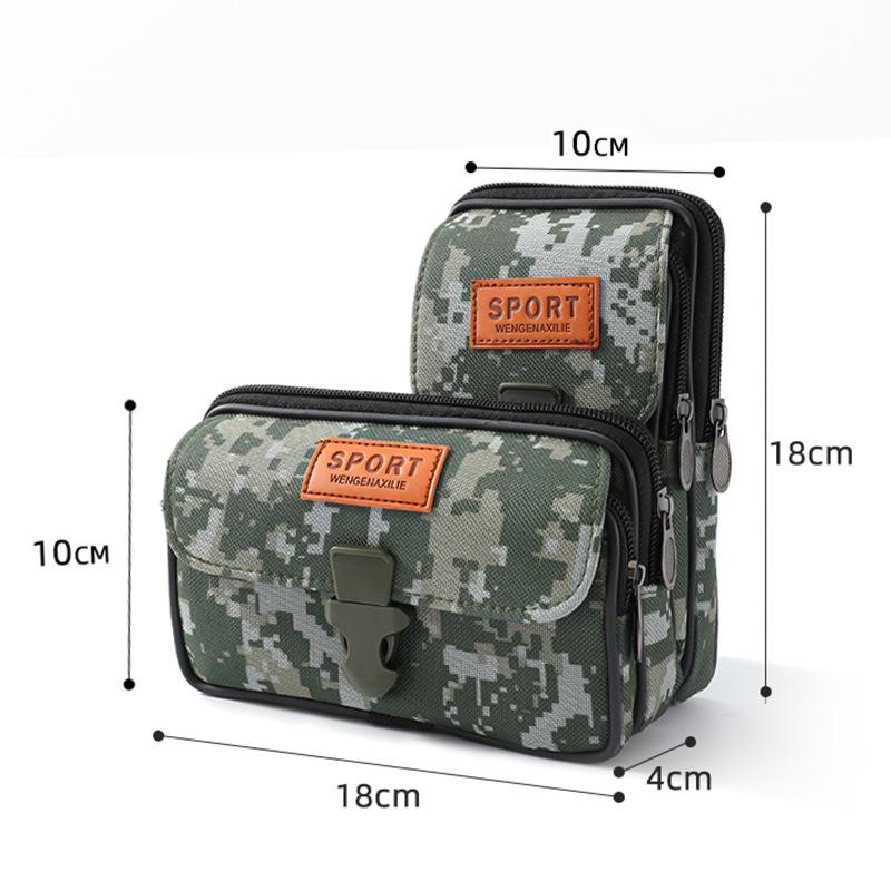Men's Multifunctional Waterproof Camouflage Waist Bag for Sports and Construction, Compatible with Horizontal and Vertical Mobile Phone Use