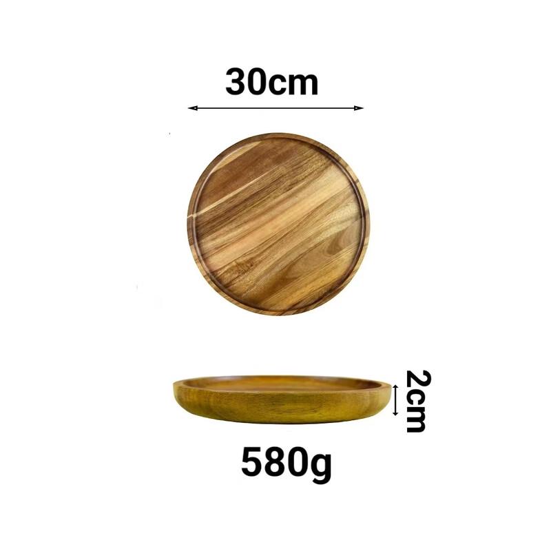 Rundes Serviertablett aus Holz im japanischen Stil