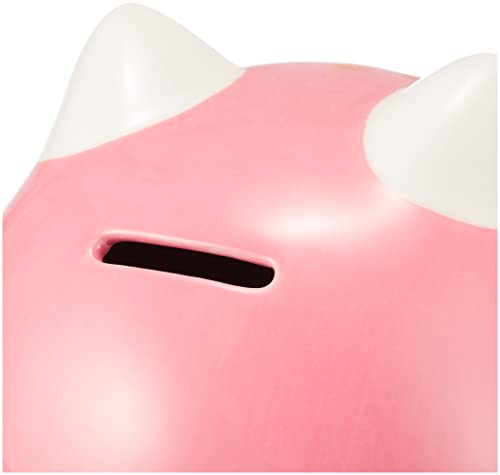 Yakushi Kiln, Colorful Lucky Cat Daruma Piggy Bank, Large, 14cm Tall, Cherry Blossom Design, 7820