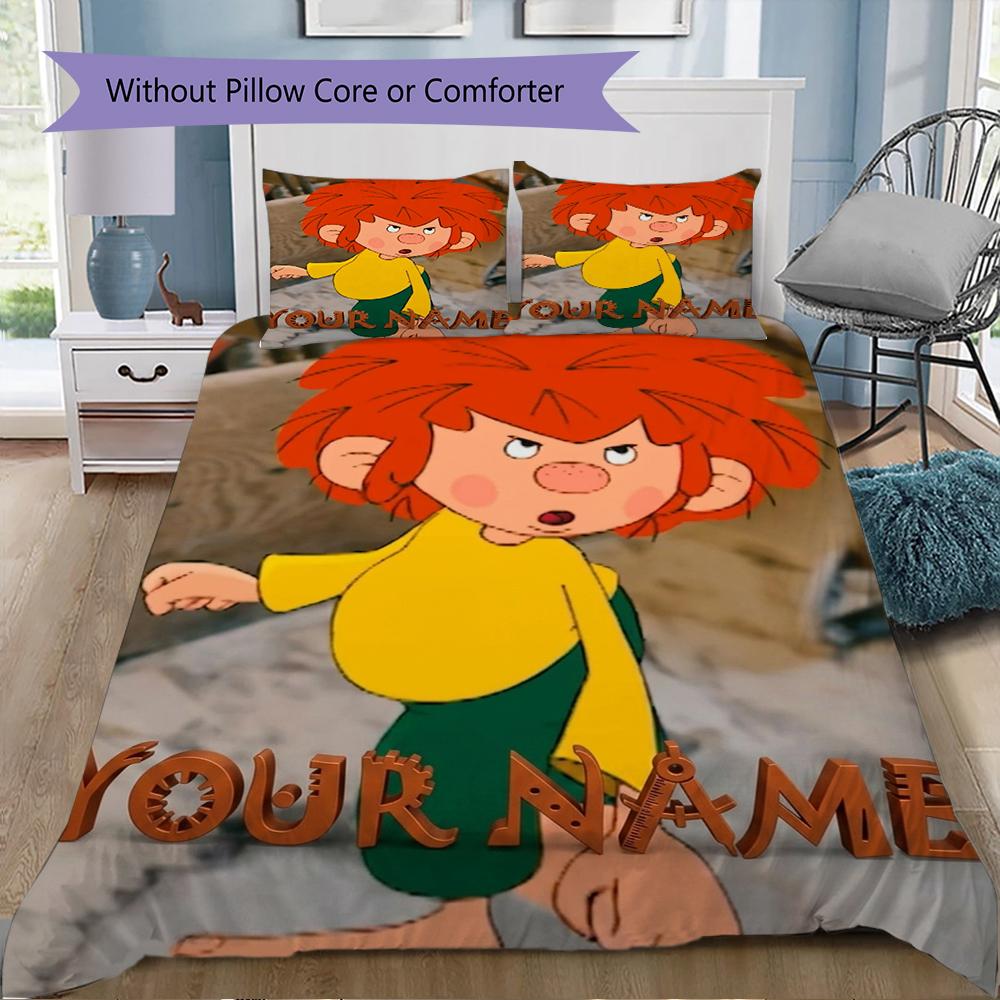 Custom Name Meister Eder Und Sein Pumuckl Bedding,Quilt Set Quilt Cover Pillowcase Home Birthday Gift(1 * Duvet Cover + 2 * Pillowcase, Without Core)_