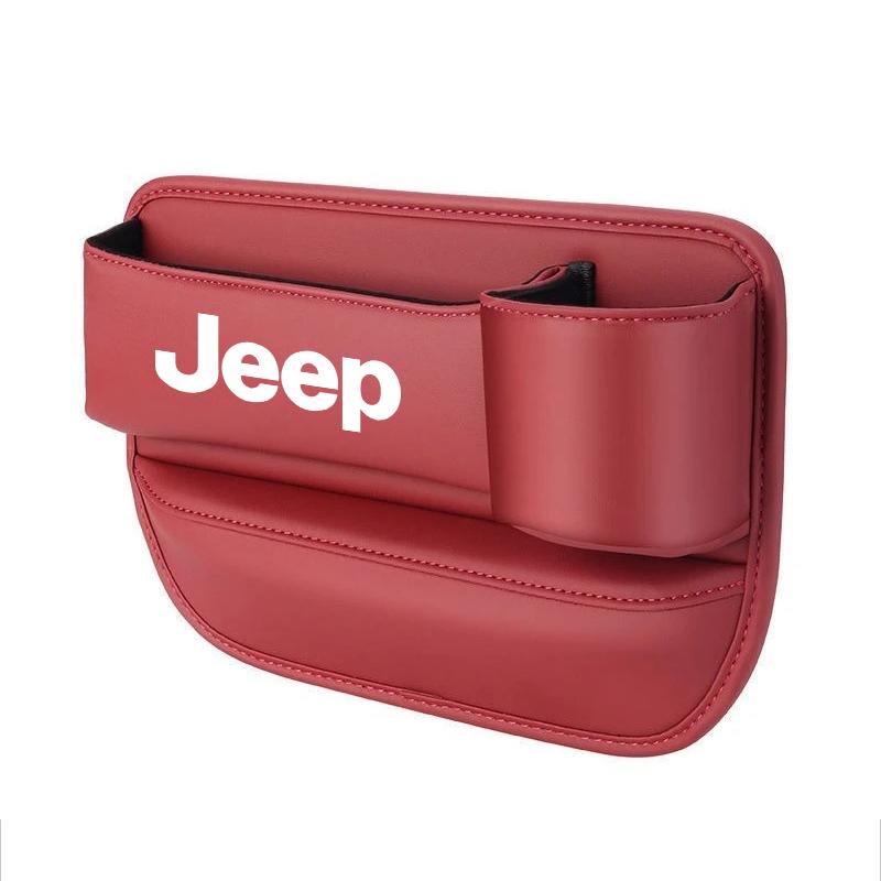 Car Leather Seat Gap Organizer With Cup Storage Box For Jeep Grand Cherokee Wrangler JK Gladiator Compass Renegade Patriot Liber