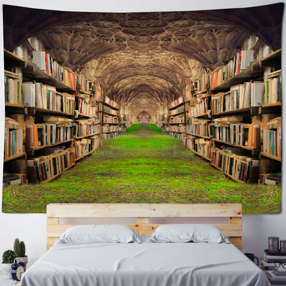 Room Decoration Tapestry Wall Hanging Magic Bookshelf Library Hippie Aesthetic Art Background Poster Used For Home Dormitory