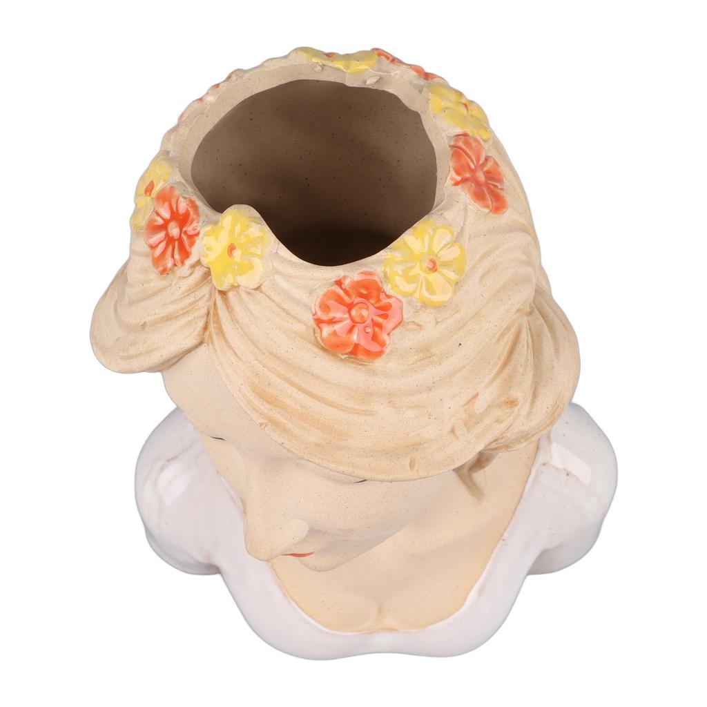 Modern Ceramic Face Vases Decorative Modern Shy Girl Flower Lady Head Vase for Unisex Plants Lover