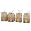25/50/100pcs New Christmas Candy Packing Box House-shaped Kraft Paper Gift Bags Twine Closure Present Bag for Party Favors