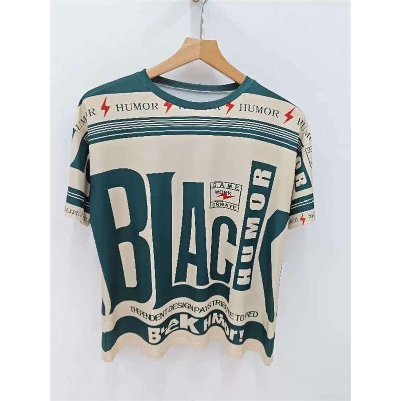 Large American Retro BLACK Printed Short Sleeved T-shirt For Women's Street Style Loose And Slimming Contrasting Half Sleeved Top
