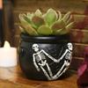 Gothic Succulents Planter, Halloween Skull Cauldron Pot In Resins for Table Decors, Small Flower Container for Shelf and Window Display