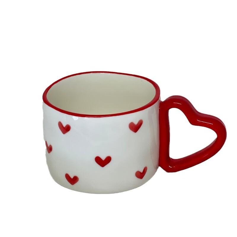 Shangqi Hand-Painted Red Heart Ceramic Mug