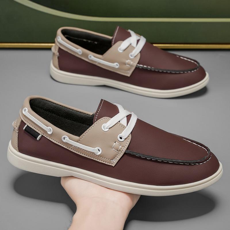 Fashion Non Slip Men Casual Leather Shoes Loafers 2025 New Round-toe Comfortable Flats Driving Shoes Vintage Shoes for Men Zapatos 39-46