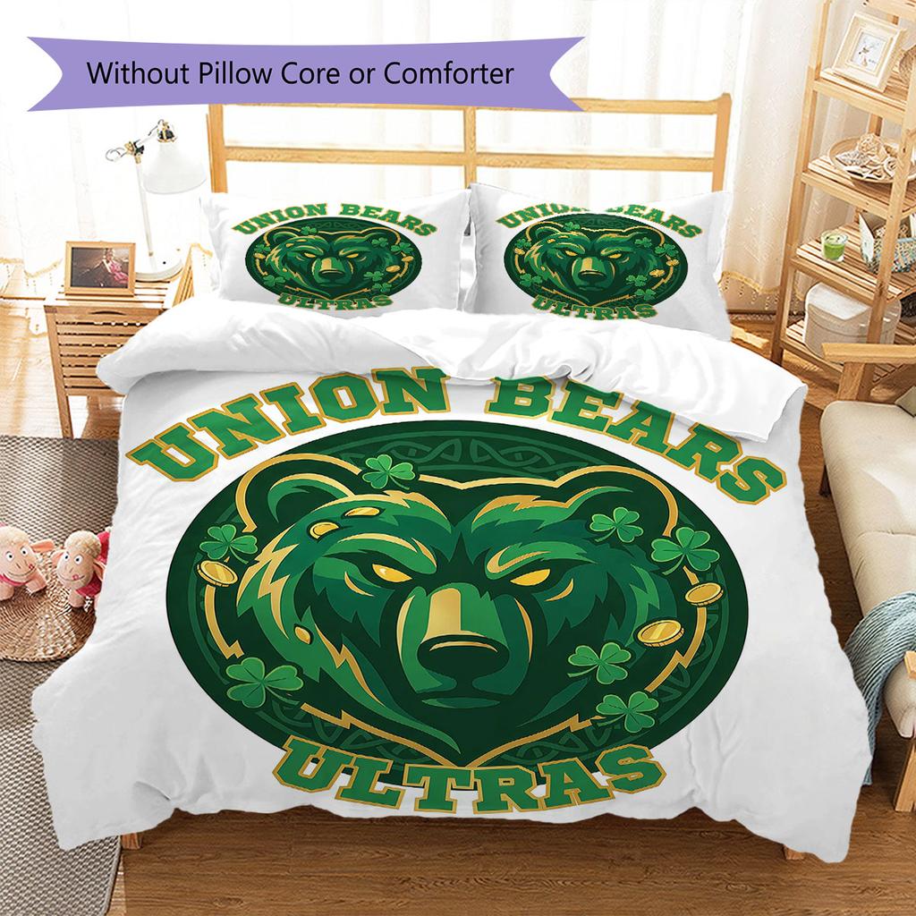 Unionbears Muster Bettwäsche Steppdecke Set Bettbezug Kissenbezug Heimdekoration Geburtstagsgeschenk (1 Bettbezug + 2 Kissenbezüge, ohne Füllung)