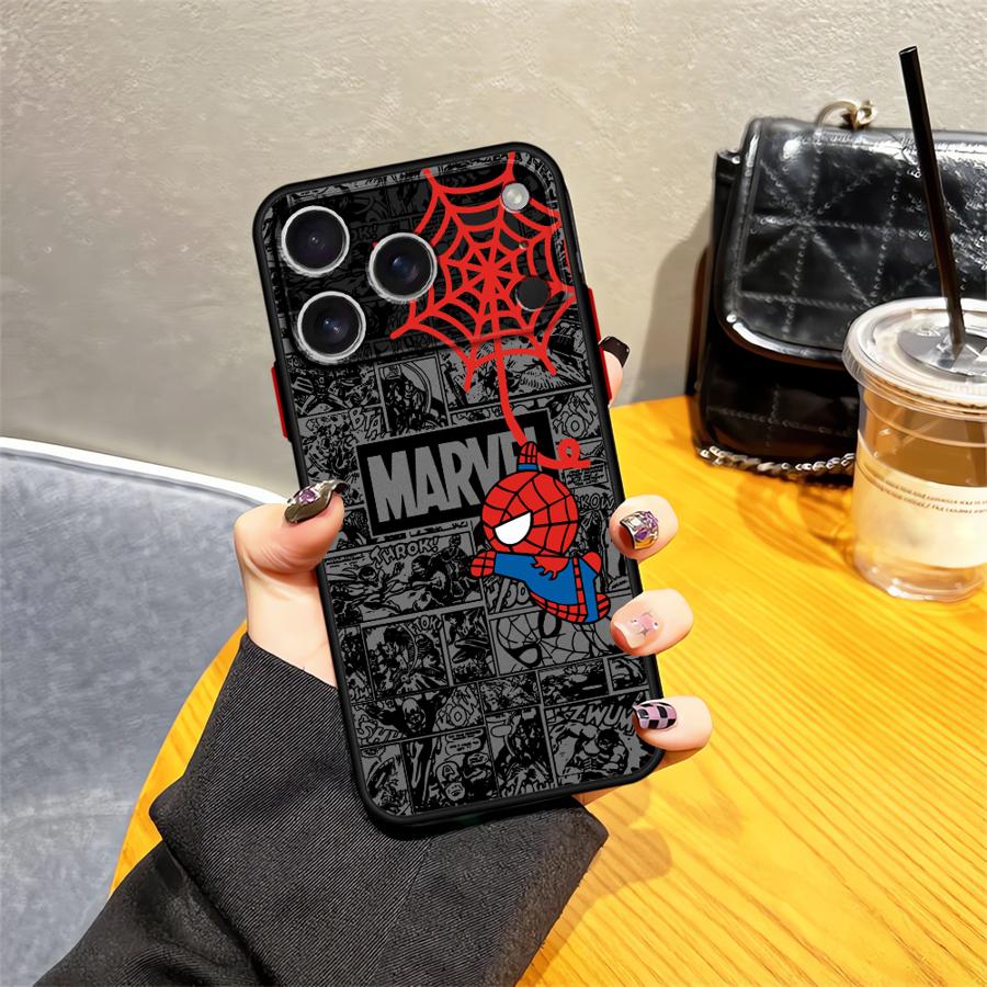 Marvel Cute Spiderman Case for iPhone 17 Pro Max Air 15 XS XR 14 12 17e 11 7 8 SE 16 Plus 13 Mini Back Phone Cover