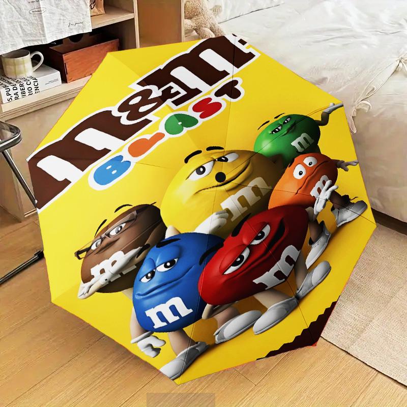 1PC M Chocolate chips Automatic Folding Umbrella 8-Rib Travel Umbrella with Auto Portable Case, Ideal Gift for Birthdays