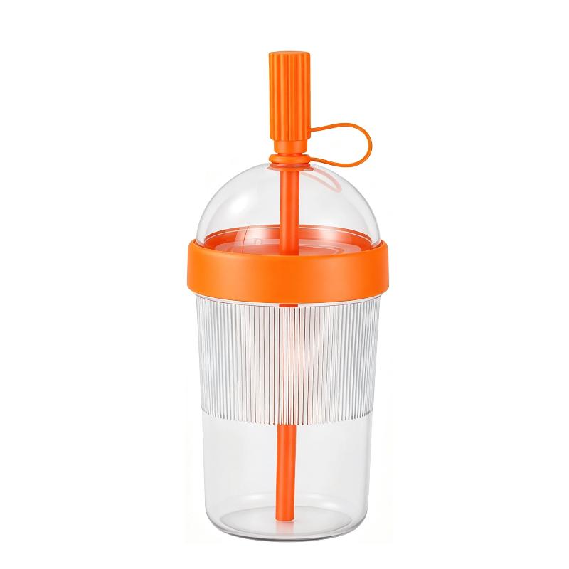 1Pcs Plastic Coffee Cup Cold Drink Tumbler Double Drinking Cup With Lid And Straw For Women Men Travelers Students Home Office