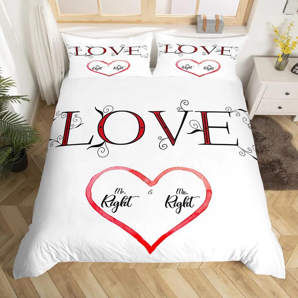 Mr And Mrs Duvet Cover Set King Black Love And Gold Bedding Set For Couples Cute Romantic Valentines Gifts Comforter Cover Sets