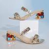 Fashion Luxury Crystal Summer High Heels Sandals Women 2025 Brand Design Colorful Gem Heeled Party Shoes Woman Plus Size Sandalias Mujer