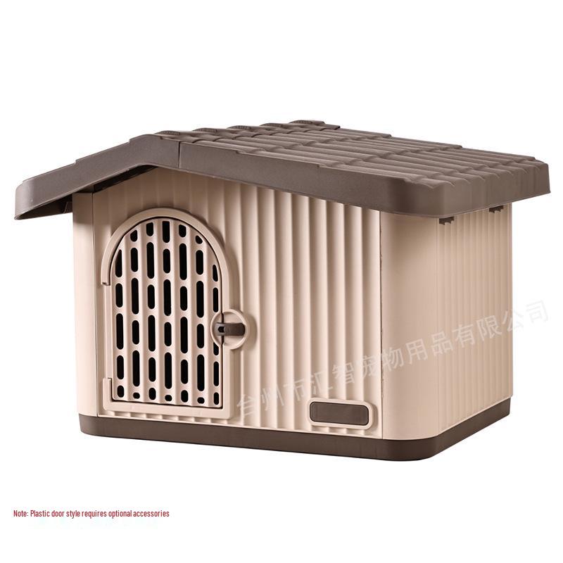 Outdoor Cat and Dog House: All-Weather Semi-Enclosed Shelter, Rainproof and Sunproof Plastic Villa for Stray Cats