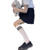 Academy Style Black & White Striped Thigh-High Velvet Socks