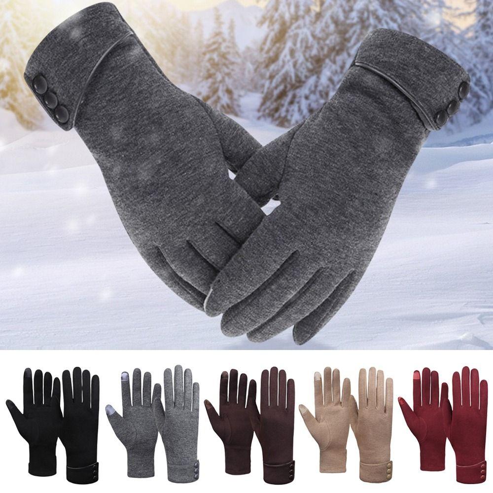 Fleece Lined Winter Warm Gloves Cold Proof Full Finger Gloves Thermal Gloves  Autumn Winter