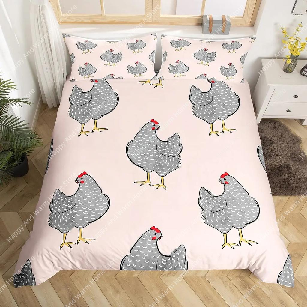 Lovely Duck King Quen Soft Duvet Cover Carton White Gose Beding Set Funy Farmhouse Animal Warm Comforter Cover Polyester Comfortable Quilt Cover