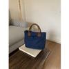 Urban Minimalist Female Student Large Capacity Commuting Horizontal Canvas Single Shoulder Diagonal Cross Portable Tote Bag