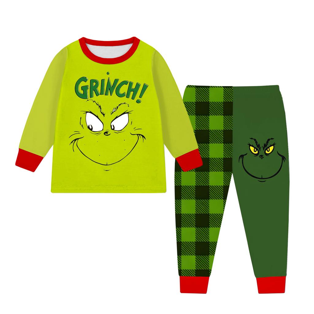 Kids' Casual Printed Long-Sleeve Neck Pullover Top and Pants Set