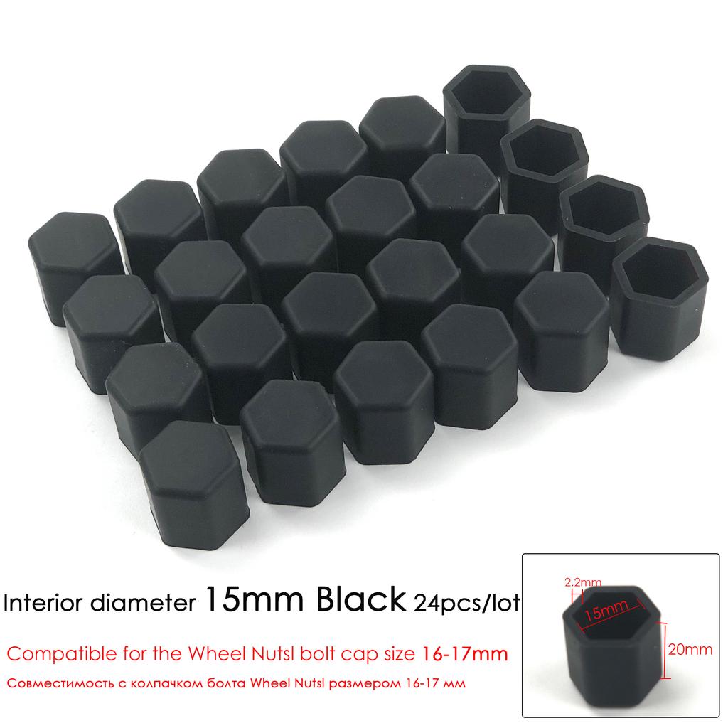 24pcs/package 17/19/21mm Silicone Hexagonal Socket Car Wheel Hub Screw Cover Nut Caps Bolt Rims Exterior Decoration Protection