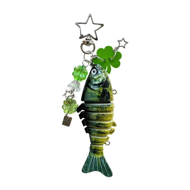 

Реалистичный брелок в виде рыбы Детализированный дизайн Прочный ПВХ материал Легкий аксессуар для ключей, сумок, подарков зелёный