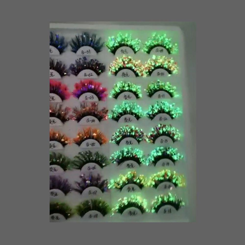 Women Stage Makeup Lashes Extension Luminous Eyelashes Fake Eyelashes Glitter Colored Eyelashes