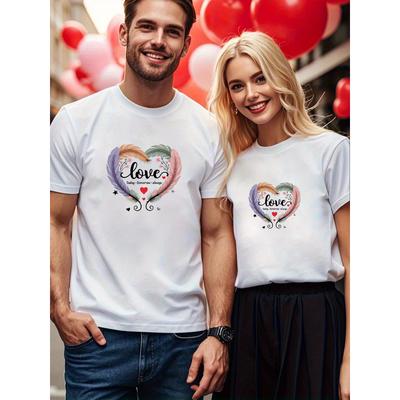 1PCS Valentine's Day Couple Casual Top Versatile All-match Short Sleeve