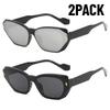 2PACK PC Frame Rectangle Sunglasses Women Men Polygon Vintage Brand Square Sun Glasses for Male Shades Female Eyewear Anti-Glare