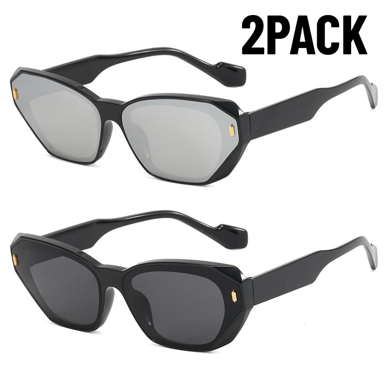 2PACK PC Frame Rectangle Sunglasses Women Men Polygon Vintage Brand Square Sun Glasses for Male Shades Female Eyewear Anti-Glare