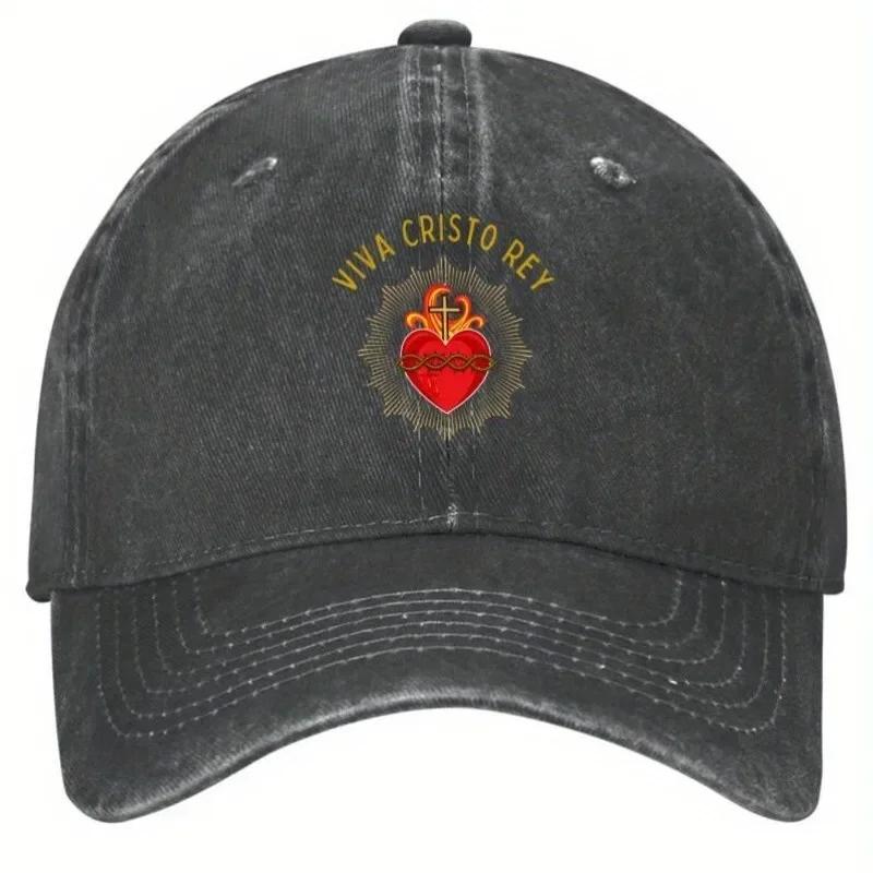 Viva Cristo Rey Sacred Heart Baseball Cap Adjustable Vintage Casual Polyester Hat for Adults
