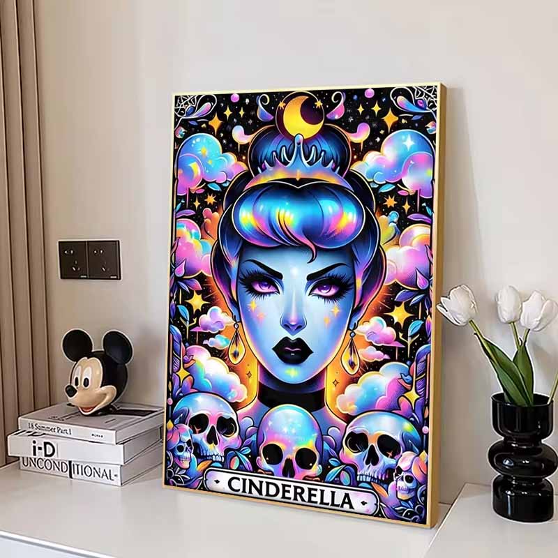 Disney Diamond Painting Cinderella Dark Neon Style Illustration Mosaic Art DIY Cross Stitch Embroidery Set Full Diamond Home Decor Gift