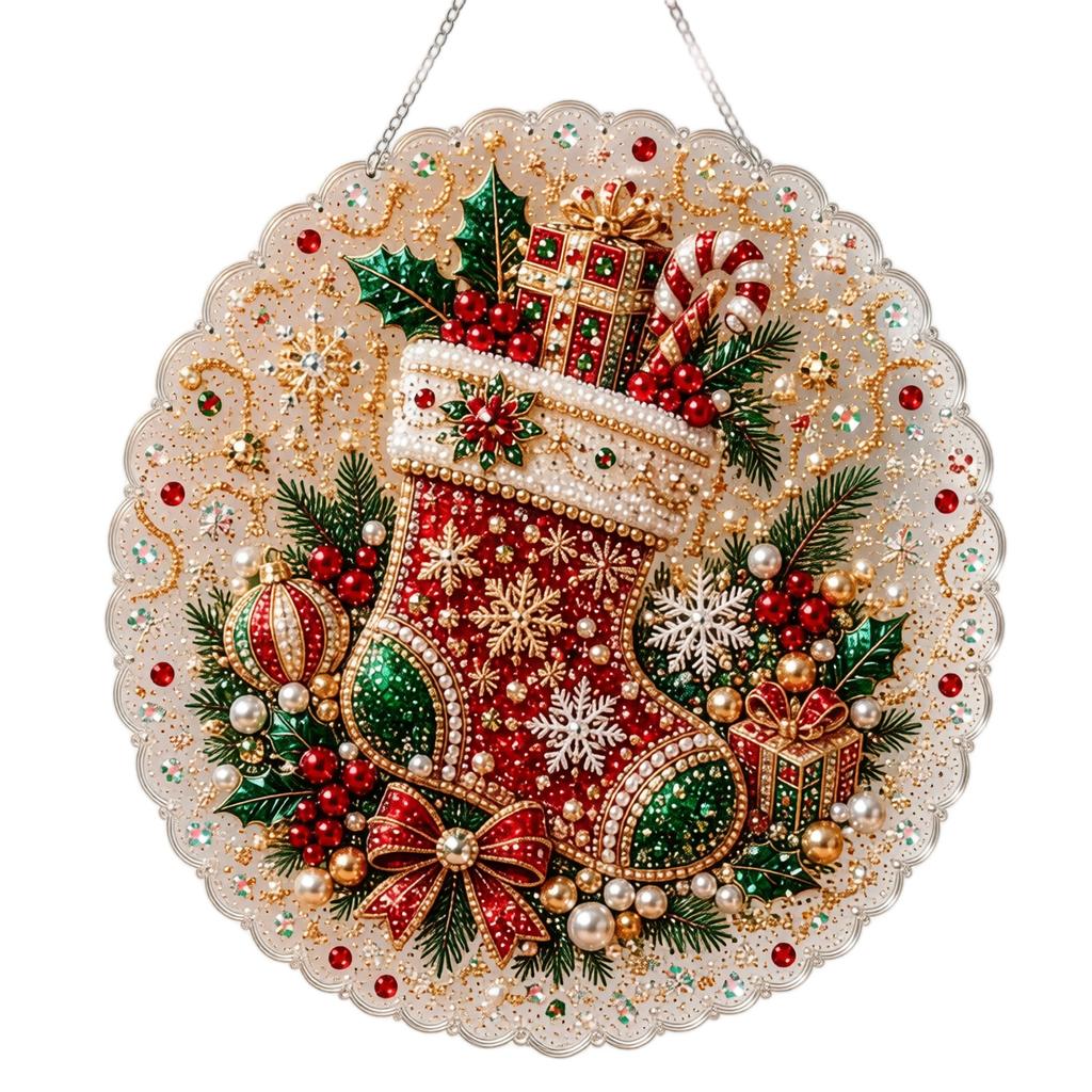 Christmas Hanging Decoration Set, 2D Flat Design, Inch Wall Decor