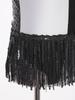 Girls Sparkly Latin Dance Leotard Color Block Shiny Sequins Tassel Halter Sleeveless Performance Costume