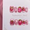 3D Strawberry Cat Eye Short Nails [Strawberry Smoothie] - Handmade Wearable Nail Pieces for Manicure